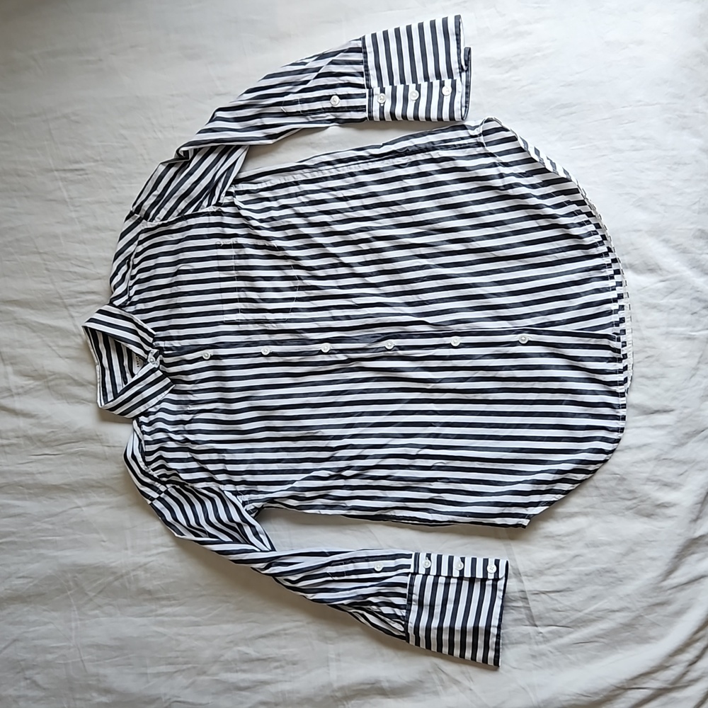 Equipment Femme Long Sleeve Striped Cotton Button Up Shirt Size XS